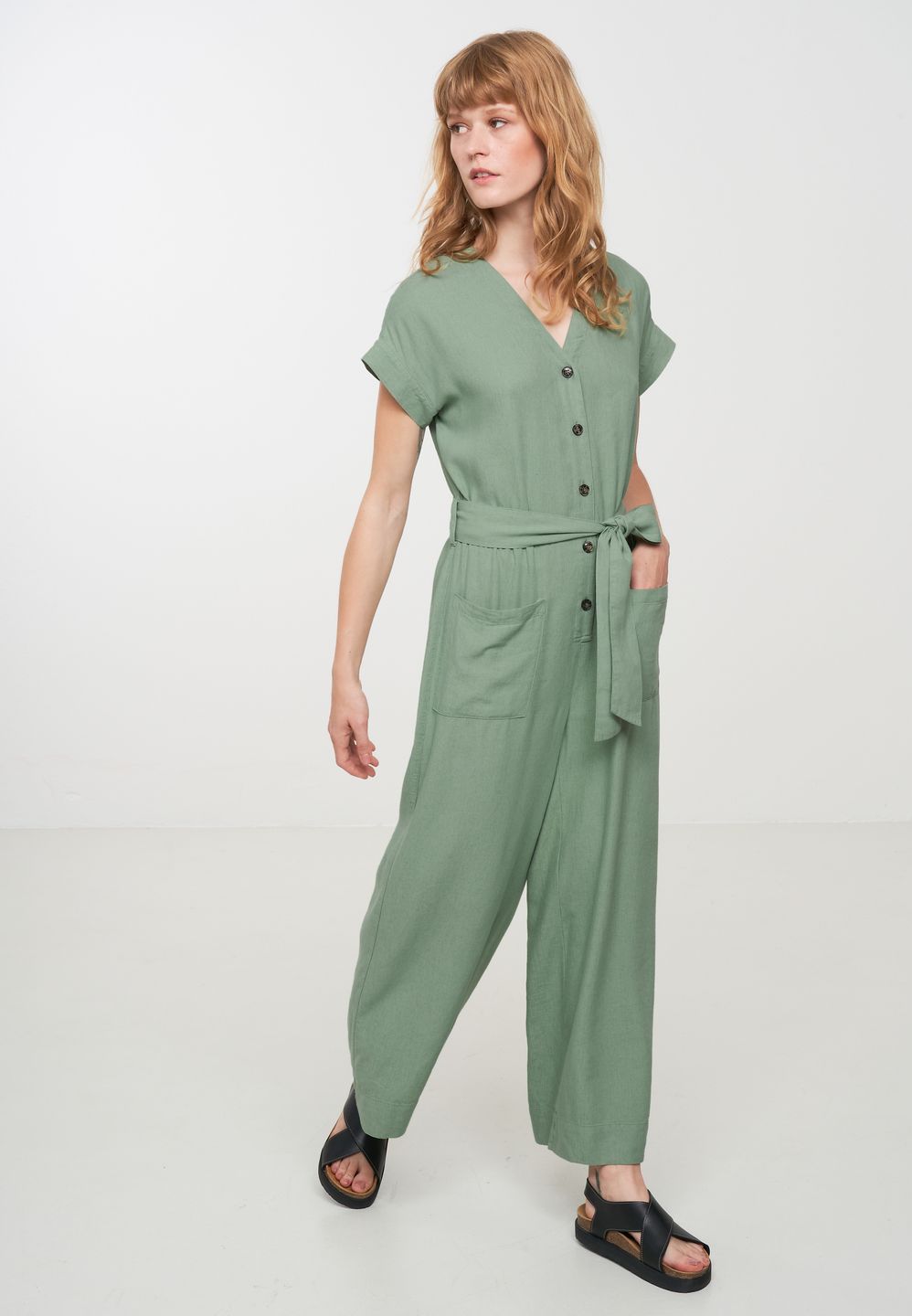 Jumpsuit Dianella leaf green von recolution