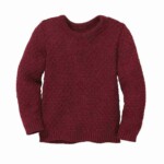 Aran-Pullover cassis von disana