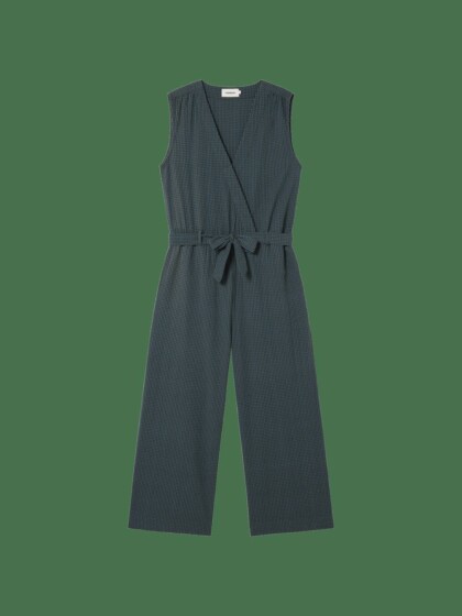 Jumpsuit Bottle Green Checks Seersucker Winona bottle green von Thinking MU