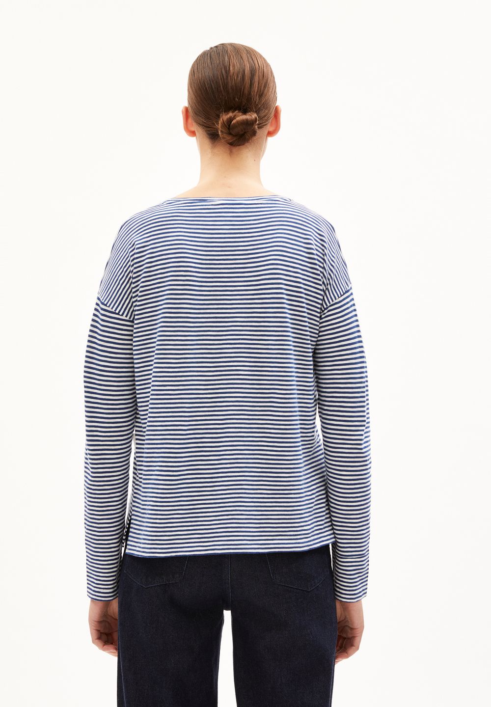 Longsleeve Xianaa Lovely Stripes faded indigo-oatmilk von Armedangels