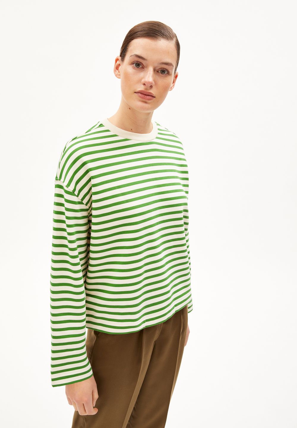 Sweatshirt Frankaa Maarlen Stripe undyed-ivy green von Armedangels