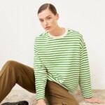 Sweatshirt Frankaa Maarlen Stripe undyed-ivy green von Armedangels