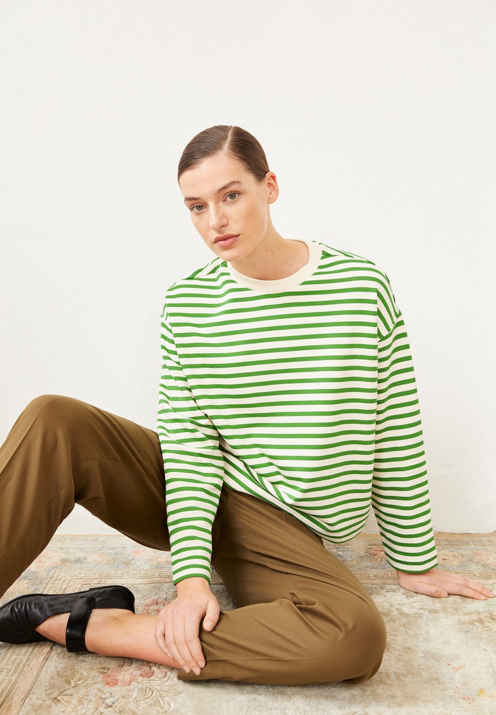 Sweatshirt Frankaa Maarlen Stripe undyed-ivy green von Armedangels