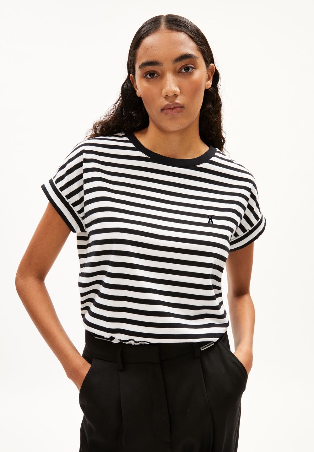 T-Shirt Idaara Stripes white-black von Armedangels