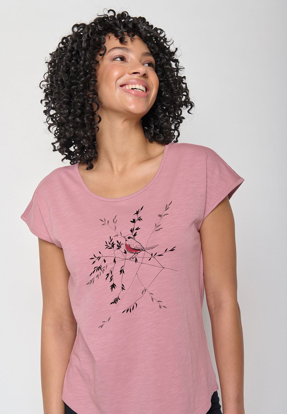 T-Shirt Cool Animal Bird Branch old rose von Greenbomb