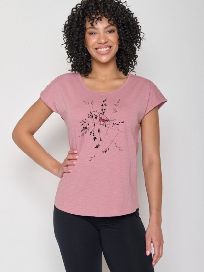 T-Shirt Cool Animal Bird Branch old rose von Greenbomb