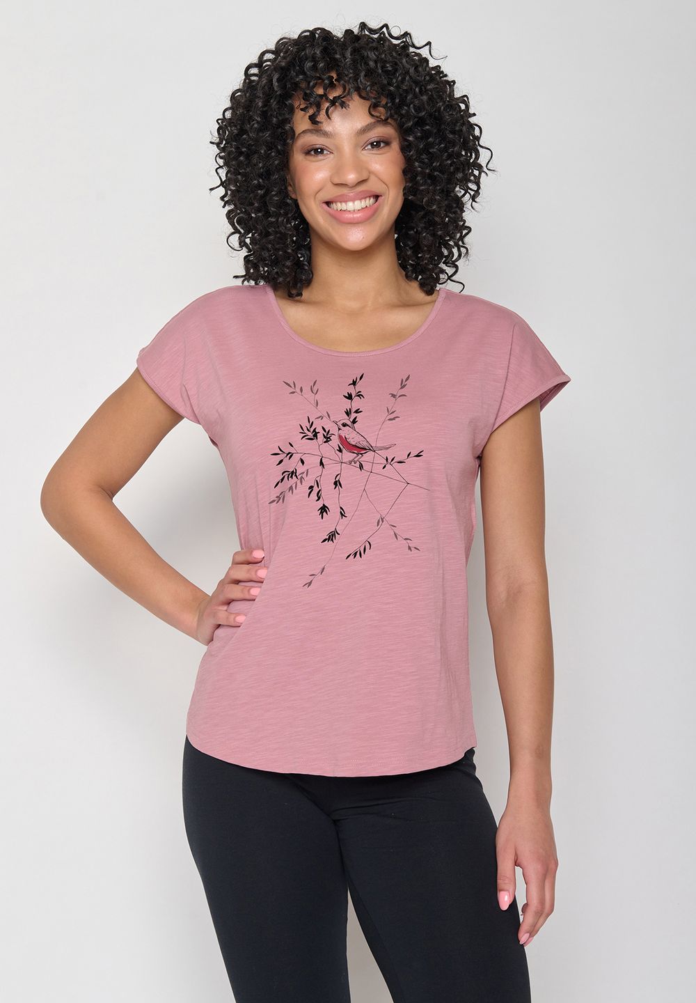 T-Shirt Cool Animal Bird Branch old rose von Greenbomb