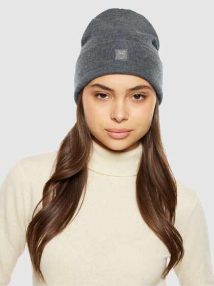 Beanie Double layer dark grey melange von KnowledgeCotton Apparel