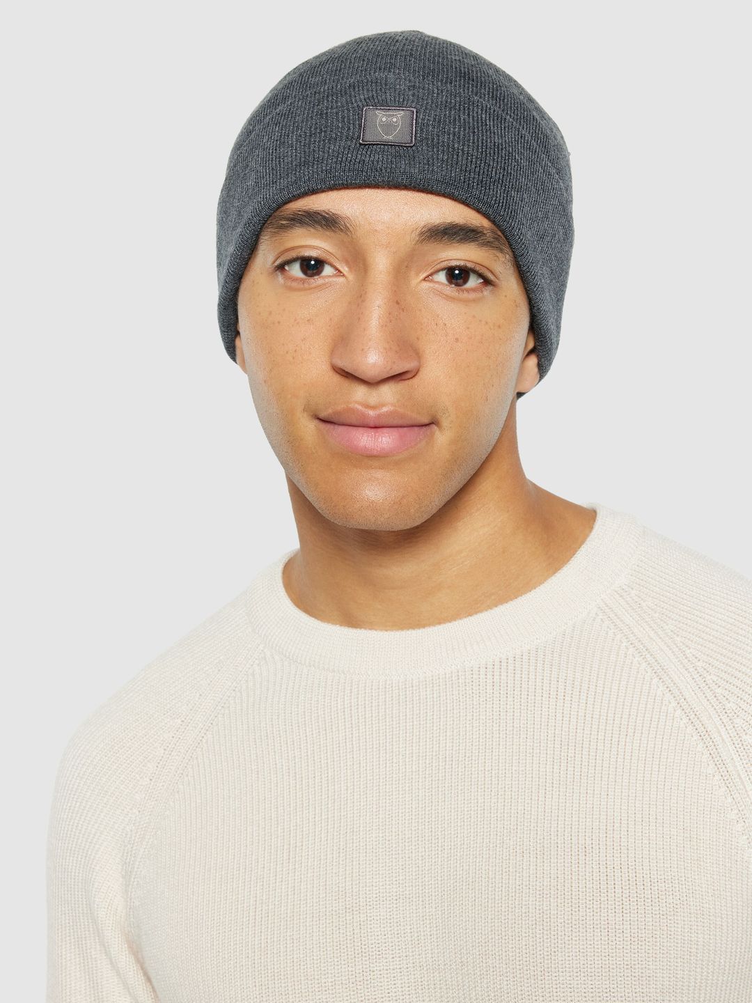 Beanie Double layer dark grey melange von KnowledgeCotton Apparel