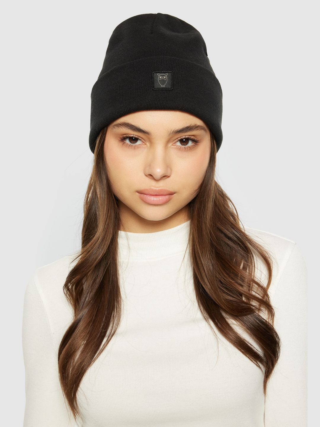 Beanie Knitted Rib black jet von KnowledgeCotton Apparel