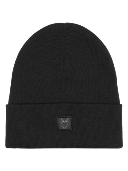 Beanie Knitted Rib black jet von KnowledgeCotton Apparel