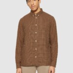 Hemd Regular Fit Double Layer Checkered brown check von KnowledgeCotton Apparel