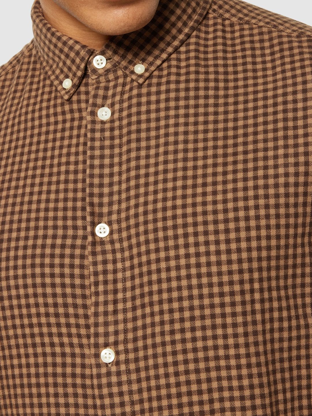 Hemd Regular Fit Double Layer Checkered brown check von KnowledgeCotton Apparel