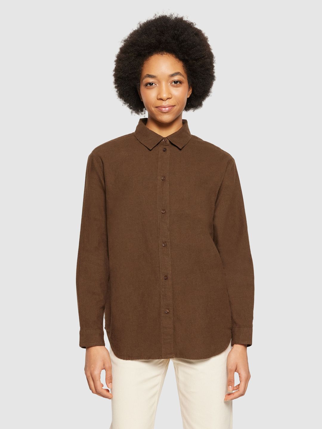 Longsleeve Loose Flannel demitasse (brown) von KnowledgeCotton Apparel