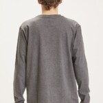 Longsleeve VIGGO badge dark grey melange von KnowledgeCotton Apparel