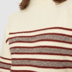 Pullover Lambswool Crew Neck Stripe Blocking brown stripe von KnowledgeCotton Apparel