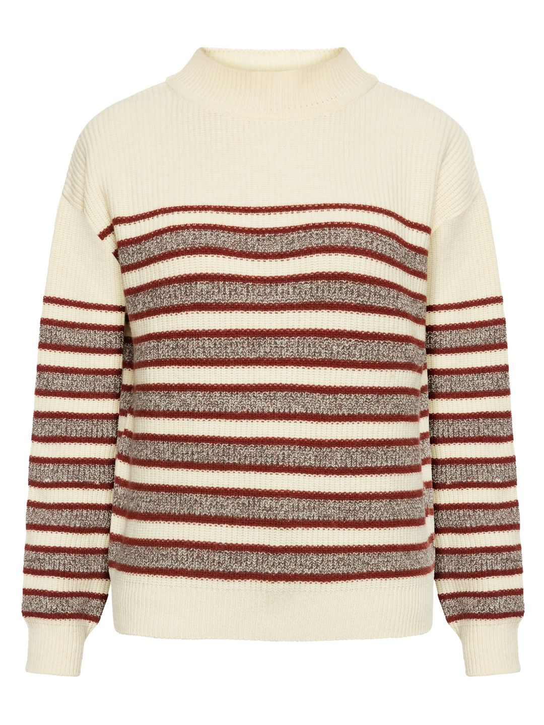 Pullover Lambswool Crew Neck Stripe Blocking brown stripe von KnowledgeCotton Apparel