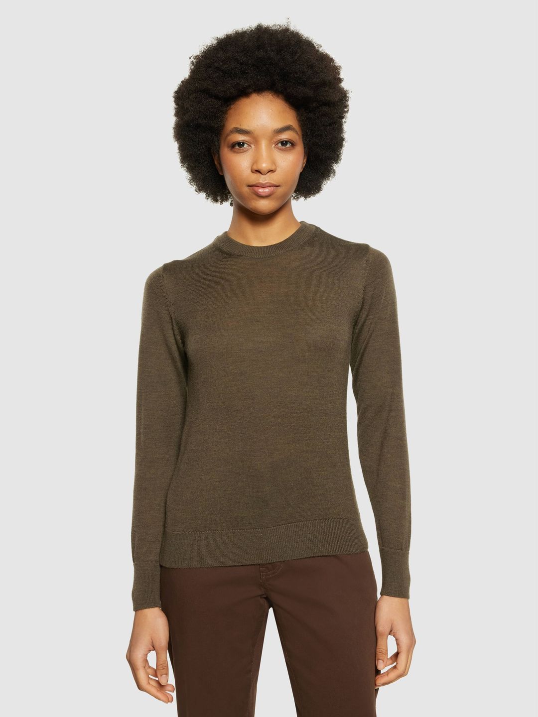 Pullover Merino Crew Neck dark olive von KnowledgeCotton Apparel