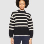 Pullover Micro Bubble Stripe Crew Neck black stripe von KnowledgeCotton Apparel