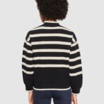 Pullover Micro Bubble Stripe Crew Neck black stripe von KnowledgeCotton Apparel