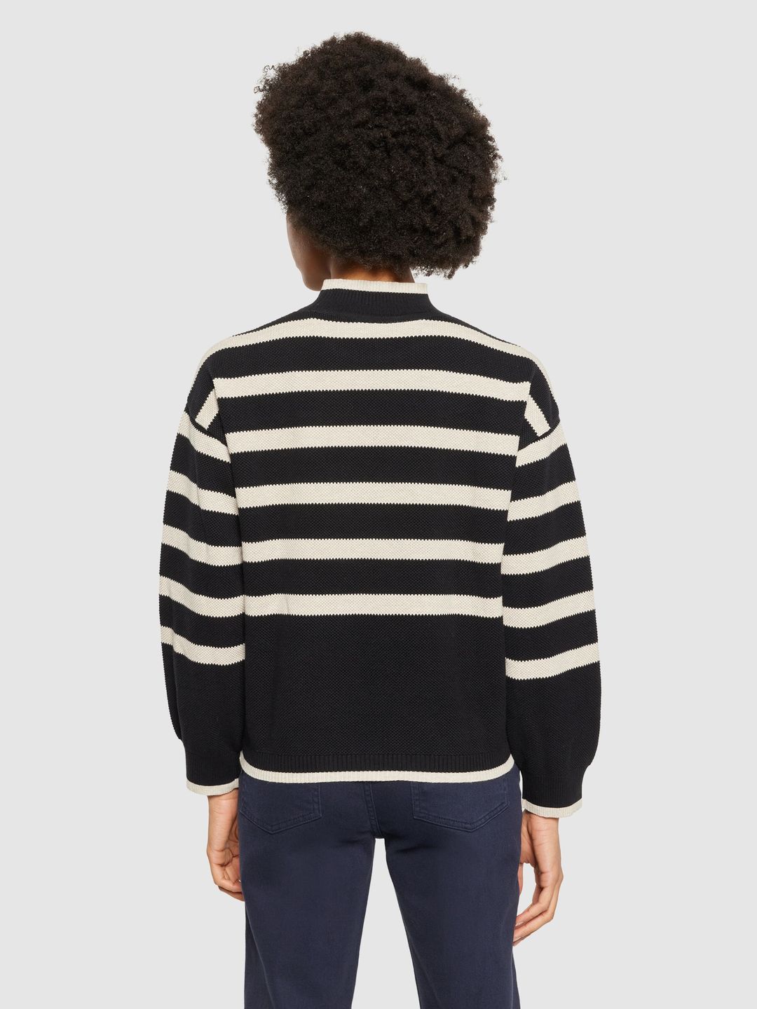 Pullover Micro Bubble Stripe Crew Neck black stripe von KnowledgeCotton Apparel