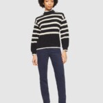 Pullover Micro Bubble Stripe Crew Neck black stripe von KnowledgeCotton Apparel