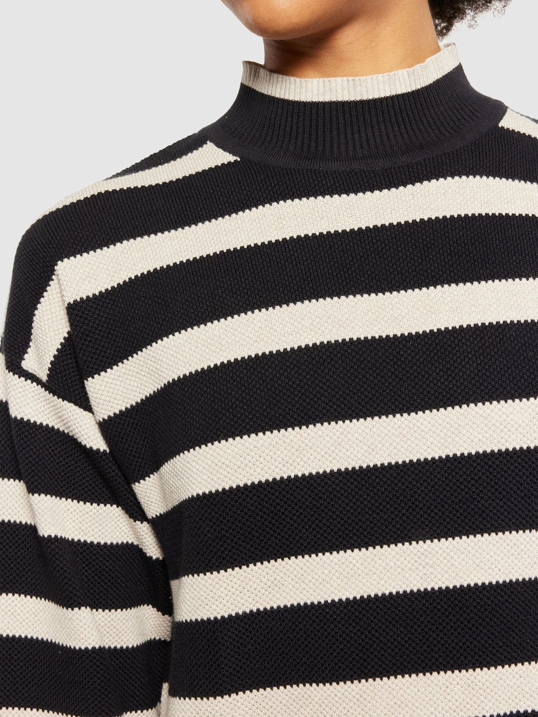 Pullover Micro Bubble Stripe Crew Neck black stripe von KnowledgeCotton Apparel