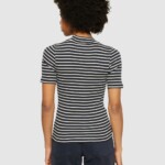 Shirt Rib High neck Striped stripe - navy von KnowledgeCotton Apparel