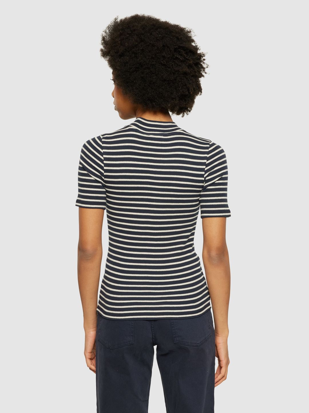 Shirt Rib High neck Striped stripe - navy von KnowledgeCotton Apparel