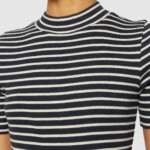 Shirt Rib High neck Striped stripe - navy von KnowledgeCotton Apparel