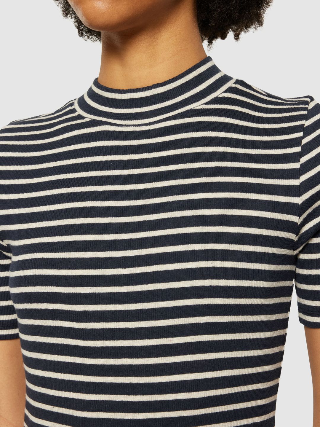 Shirt Rib High neck Striped stripe - navy von KnowledgeCotton Apparel