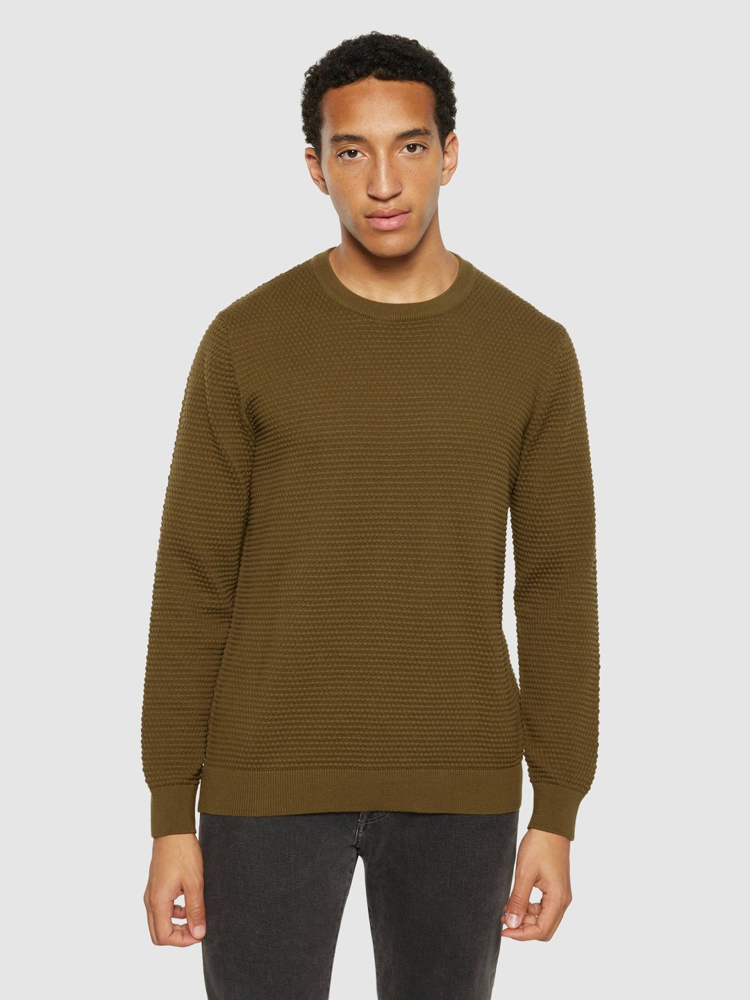 Strickpullover Bubble Crew Neck dark olive von KnowledgeCotton Apparel