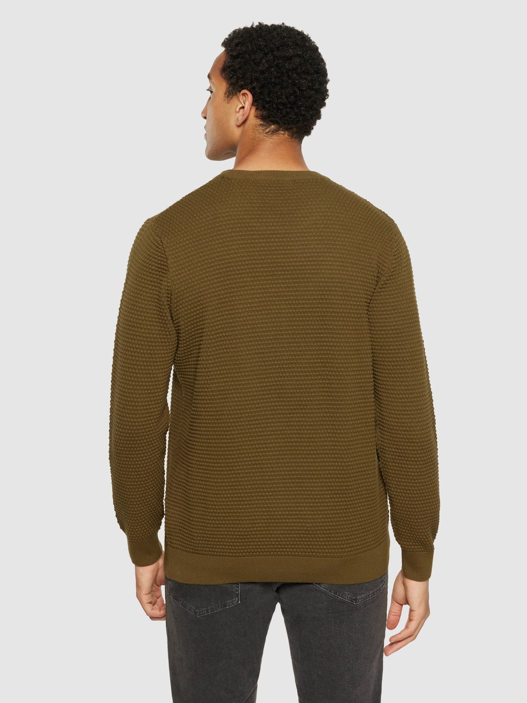 Strickpullover Bubble Crew Neck dark olive von KnowledgeCotton Apparel