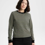 Longsleeve Aastha tea leaf / black stripes von MELAWEAR