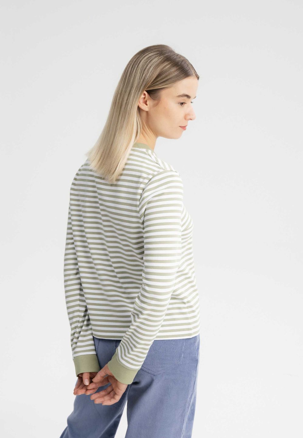 Longsleeve Aastha tea leaf / white stripes von MELAWEAR