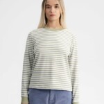 Longsleeve Aastha tea leaf / white stripes von MELAWEAR