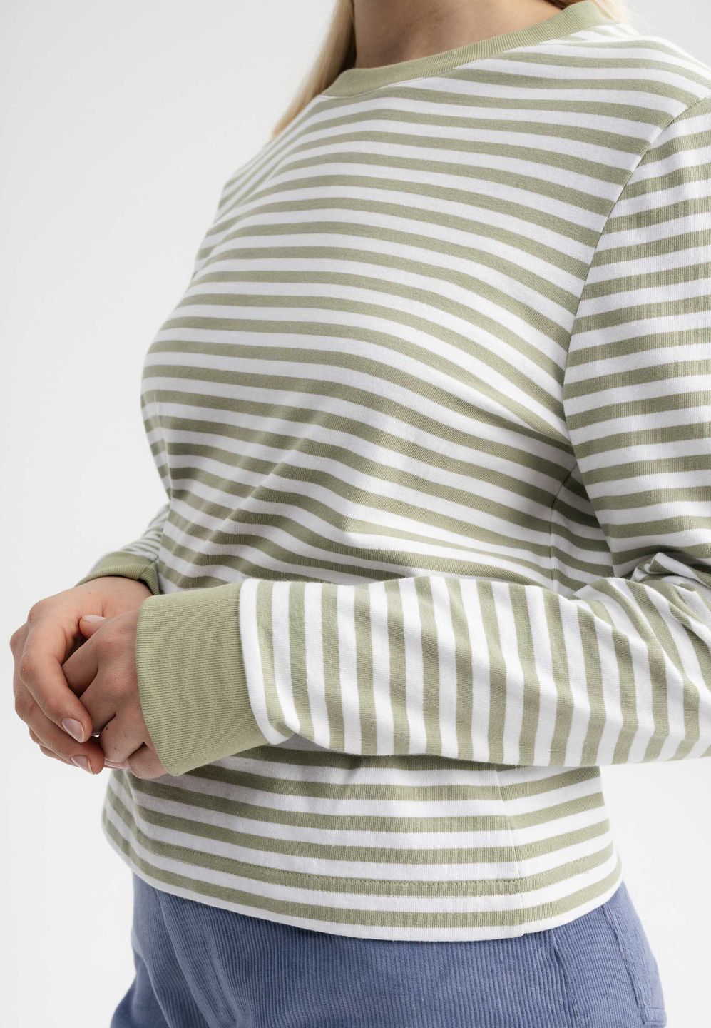 Longsleeve Aastha tea leaf / white stripes von MELAWEAR