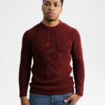 Strickpullover Ravi burgundy red von MELAWEAR