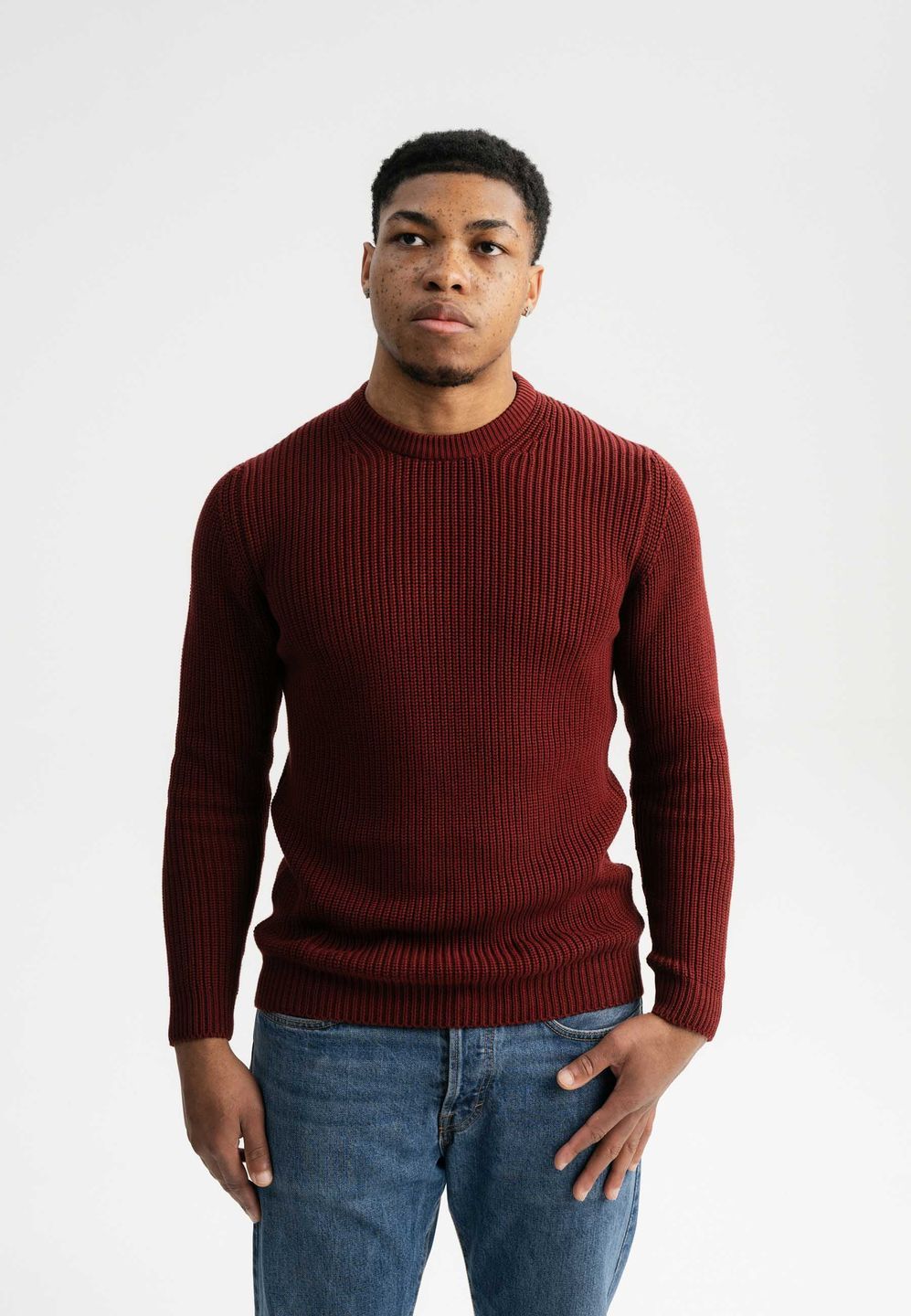 Strickpullover Ravi burgundy red von MELAWEAR