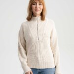 Strickpullover Troyer Kimaya cream blend von MELAWEAR