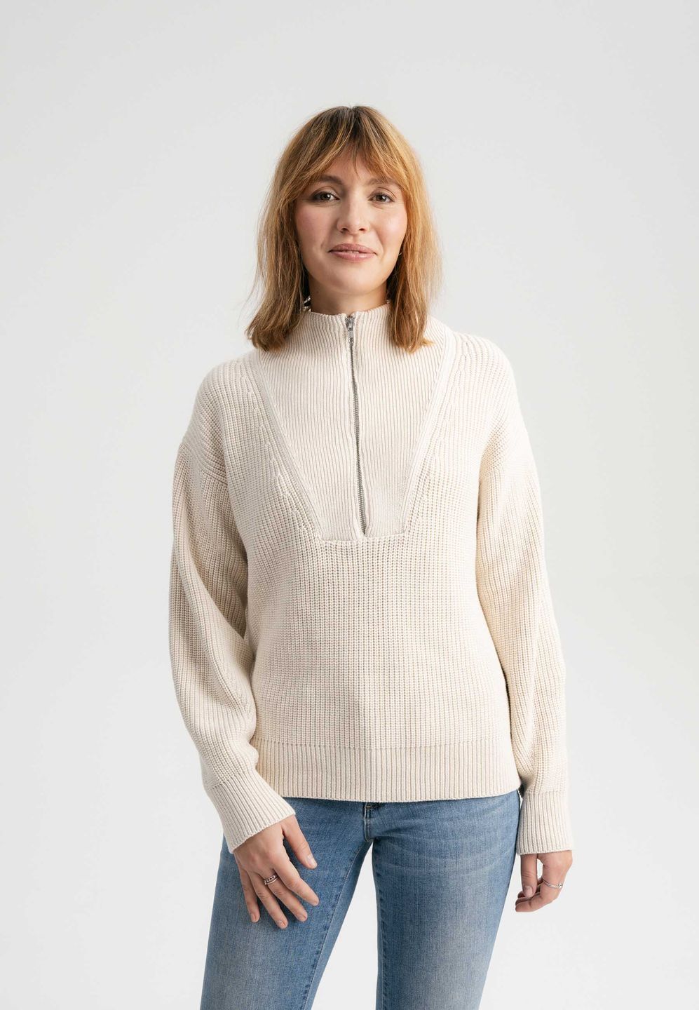 Strickpullover Troyer Kimaya cream blend von MELAWEAR