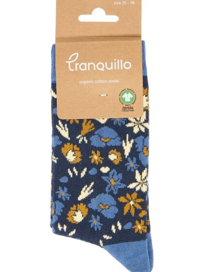 Socken mit floralem Print indigo von Tranquillo