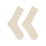 Rippenstrick-Socken off white 24 von Lanius