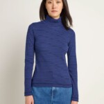 Rollkragenshirt Streifen midnight/ electric blue von Lanius