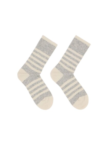 Socken Streifen grey melange / off white von Lanius