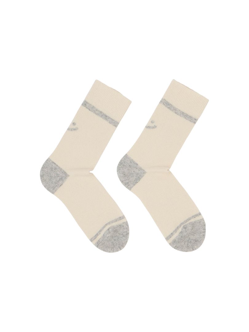 Socken Smiley off white / grey melange von Lanius