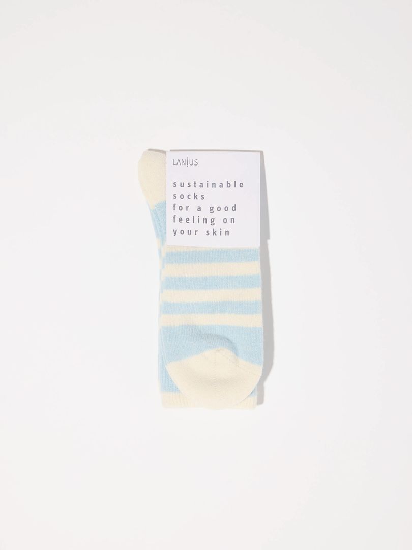 Socken Streifen frozen blue melange/ off white von Lanius