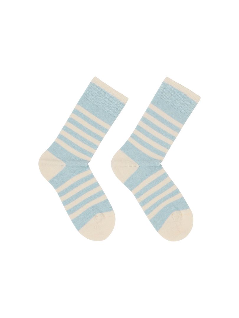 Socken Streifen frozen blue melange/ off white von Lanius