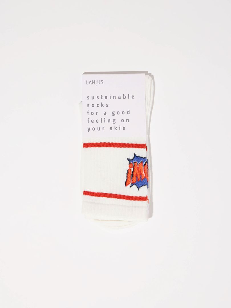 Socken "WOW" off white von Lanius