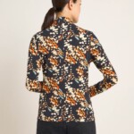 Stehkragenshirt print butterfly black/ orange von Lanius